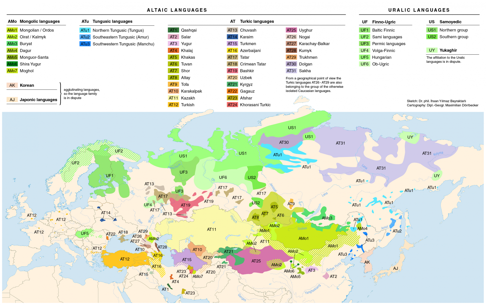 Altaic Uralic Languages Levent A AO LU   Linguistic Map Of The Altaic Turkic And Uralic Languages En 1920x1205 